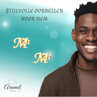 RVS letter M oorstekers goudkleurig -