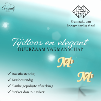 RVS letter M oorstekers goudkleurig -