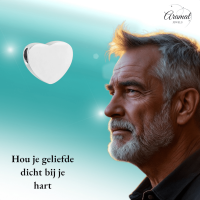 Zilverkleurige asbedel hart &acirc;&euro;&ldquo; roestvrij staal 13mm - Heren