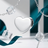 Zilverkleurige asbedel hart &acirc;&euro;&ldquo; roestvrij staal 13mm - Heren