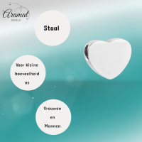 Zilverkleurige asbedel hart &acirc;&euro;&ldquo; roestvrij staal 13mm - Heren