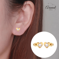 Hartjes oorstekers goudkleur &acirc;&euro;&ldquo; transparant kristal 8mm -