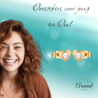 Hartjes oorstekers goudkleur &acirc;&euro;&ldquo; transparant kristal 8mm -