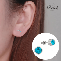 Aqua blauwe kristal oorstekers &acirc;&euro;&ldquo; 5mm zilver RVS -