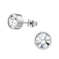 Transparante kristal oorstekers &acirc;&euro;&ldquo; 5mm zilver RVS -