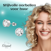 Transparante kristal oorstekers &acirc;&euro;&ldquo; 5mm zilver RVS -