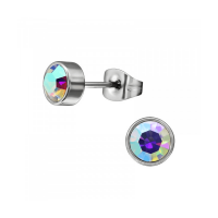 AB multikleur kristal oorstekers &acirc;&euro;&ldquo; 5mm zilver RVS -