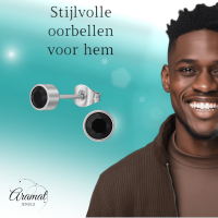 Zwarte kristal oorstekers &acirc;&euro;&ldquo; 5mm zilver RVS -