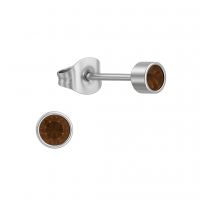 Topaasbruine kristal oorstekers &acirc;&euro;&ldquo; 4mm zilver RVS -