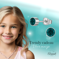 Turquoise kristal oorstekers &acirc;&euro;&ldquo; 4mm zilver RVS -