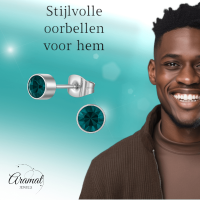 Turquoise kristal oorstekers &acirc;&euro;&ldquo; 4mm zilver RVS -