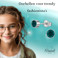 Turquoise kristal oorstekers &acirc;&euro;&ldquo; 4mm zilver RVS -