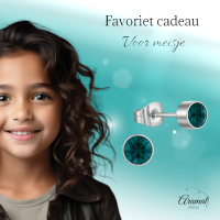 Turquoise kristal oorstekers &acirc;&euro;&ldquo; 4mm zilver RVS -