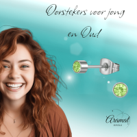 Lichtgroen kristal oorstekers &acirc;&euro;&ldquo; 4mm zilver RVS -