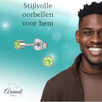 Lichtgroen kristal oorstekers &acirc;&euro;&ldquo; 4mm zilver RVS -