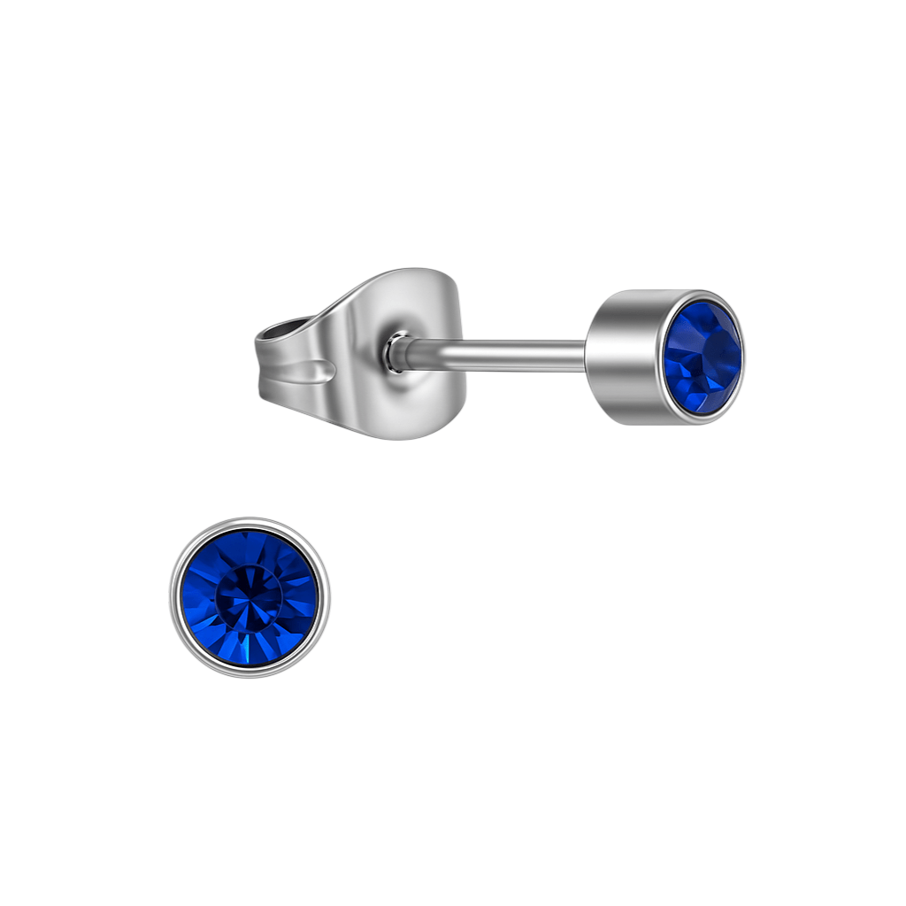 Koningsblauw kristal oorstekers &acirc;&euro;&ldquo; 4mm zilver -