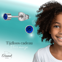 Koningsblauw kristal oorstekers &acirc;&euro;&ldquo; 4mm zilver -