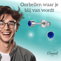 Koningsblauw kristal oorstekers &acirc;&euro;&ldquo; 4mm zilver -