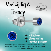 Koningsblauw kristal oorstekers &acirc;&euro;&ldquo; 4mm zilver -