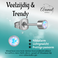 AB kristal oorstekers transparant &acirc;&euro;&ldquo; 4mm zilver -