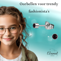Mini paarse kristal oorstekers &acirc;&euro;&ldquo; 3mm elegant -