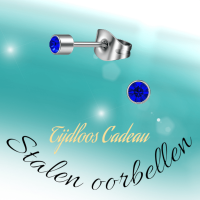 Mini kristal oorstekers blauw &acirc;&euro;&ldquo; 3mm zilverkleur -