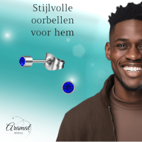 Mini kristal oorstekers blauw &acirc;&euro;&ldquo; 3mm zilverkleur -