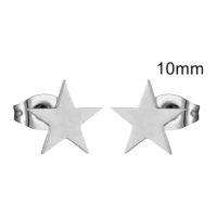 Grote zilverkleurige ster oorstekers &acirc;&euro;&ldquo; 10mm -
