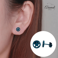 Ronde oorstekers met ster blauw RVS &acirc;&euro;&ldquo; 8mm -