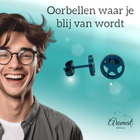 Ronde oorstekers met ster blauw RVS &acirc;&euro;&ldquo; 8mm -
