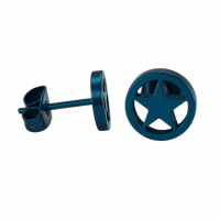 Ronde oorstekers met ster blauw RVS &acirc;&euro;&ldquo; 8mm -