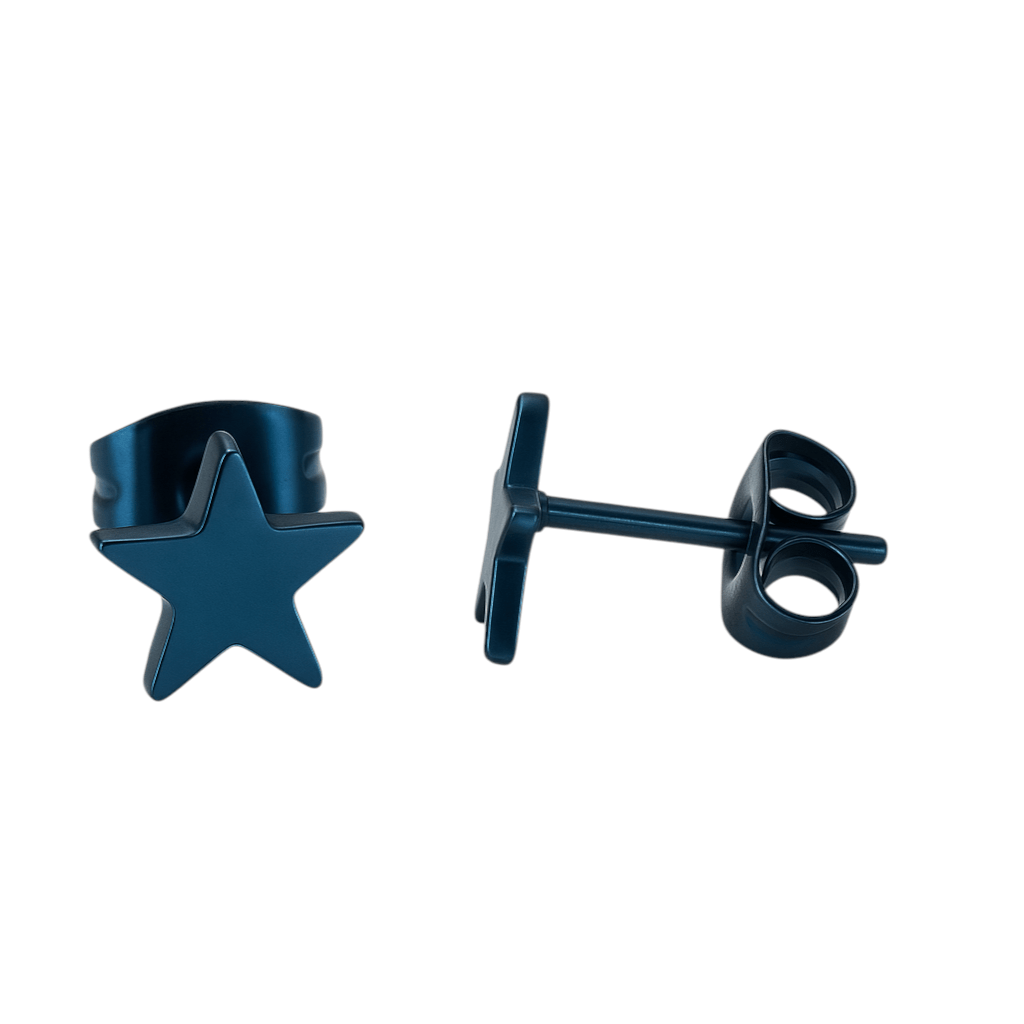 Ster oorstekers blauw RVS &acirc;&euro;&ldquo; 8mm opvallend - Heren