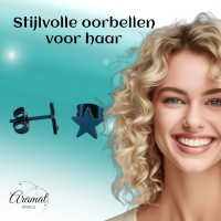 Ster oorstekers blauw RVS &acirc;&euro;&ldquo; 8mm opvallend - Heren