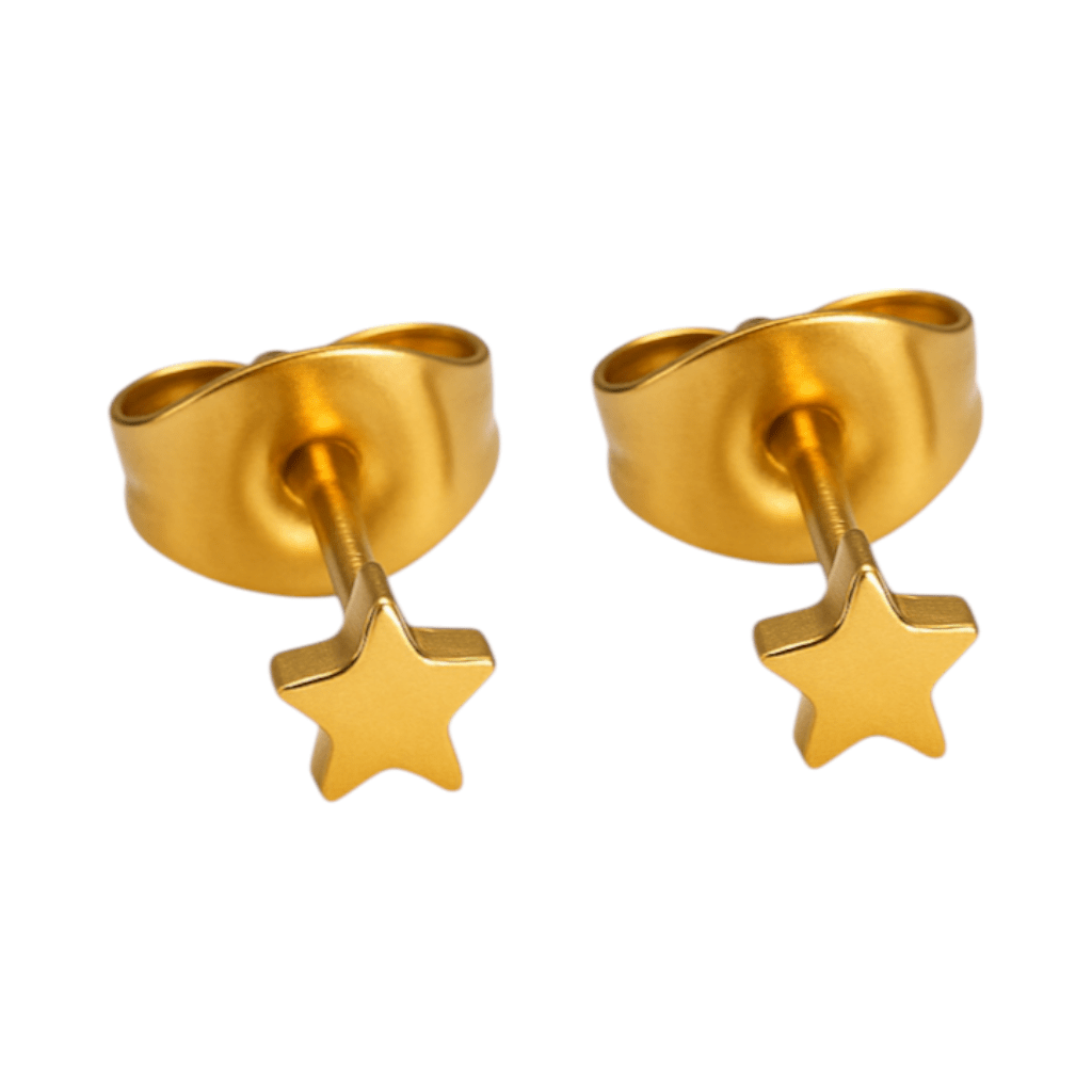 Mini ster oorstekers goudkleur staal &acirc;&euro;&ldquo; 3mm -