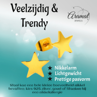 Ster oorstekers goudkleur staal &acirc;&euro;&ldquo; 8mm sprankelend -