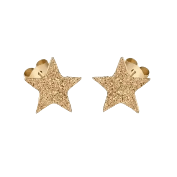 Ster oorstekers goudkleur &acirc;&euro;&ldquo; sandblasted &acirc;&euro;&ldquo; 8mm -