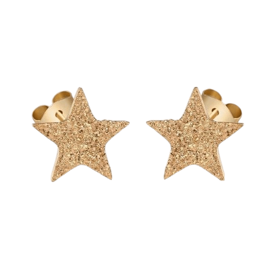 Ster oorstekers goudkleur &acirc;&euro;&ldquo; sandblasted &acirc;&euro;&ldquo; 6mm -