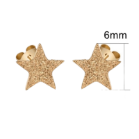 Ster oorstekers goudkleur &acirc;&euro;&ldquo; sandblasted &acirc;&euro;&ldquo; 6mm -
