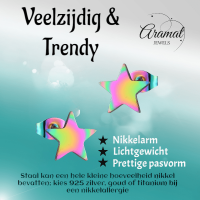 Ster oorstekers multikleur staal &acirc;&euro;&ldquo; 7mm compact -