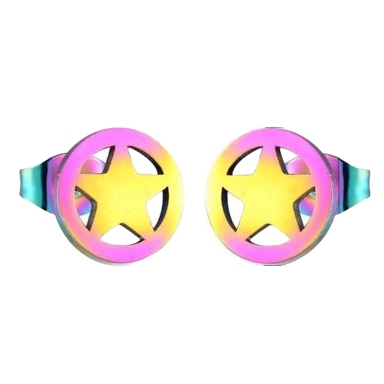 Ster cirkel oorstekers multikleur staal &acirc;&euro;&ldquo; 8mm -
