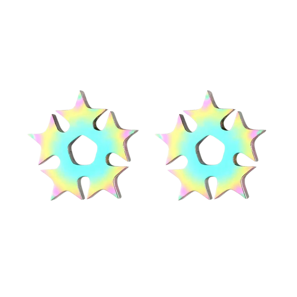 Cirkel van sterren oorstekers multikleur &acirc;&euro;&ldquo; 9mm -