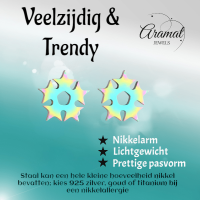 Cirkel van sterren oorstekers multikleur &acirc;&euro;&ldquo; 9mm -