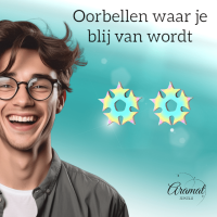 Cirkel van sterren oorstekers multikleur &acirc;&euro;&ldquo; 9mm -