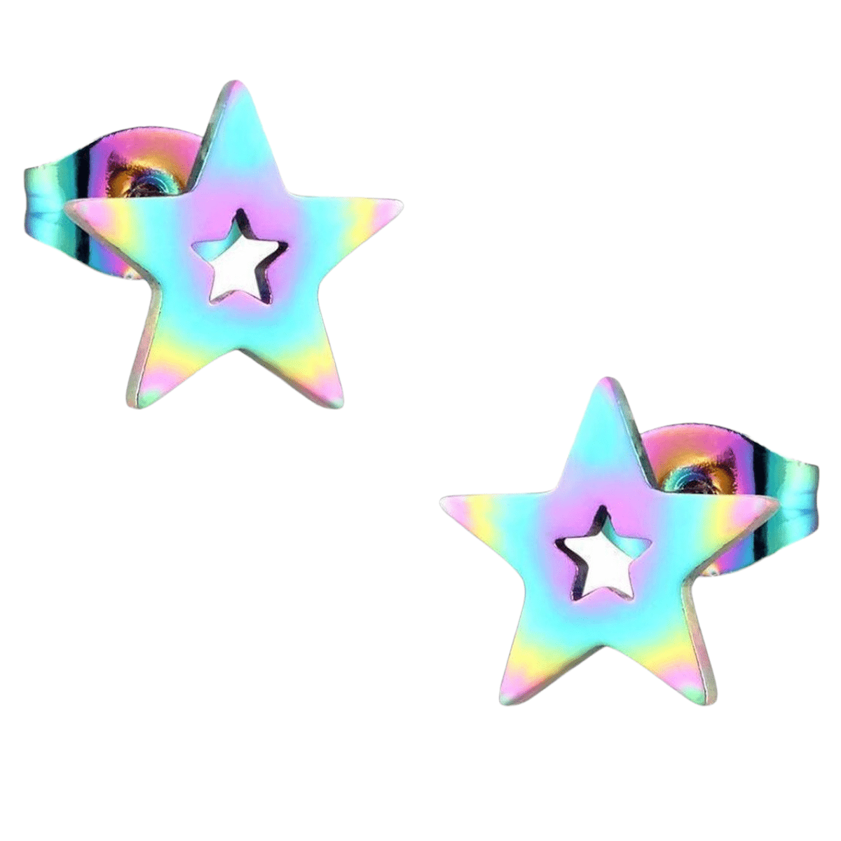 Ster oorstekers multikleur staal &acirc;&euro;&ldquo; 9mm uniek -