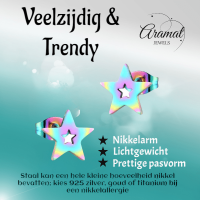 Ster oorstekers multikleur staal &acirc;&euro;&ldquo; 9mm uniek -