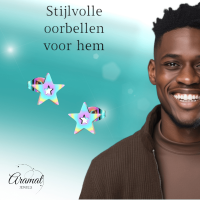 Ster oorstekers multikleur staal &acirc;&euro;&ldquo; 9mm uniek -