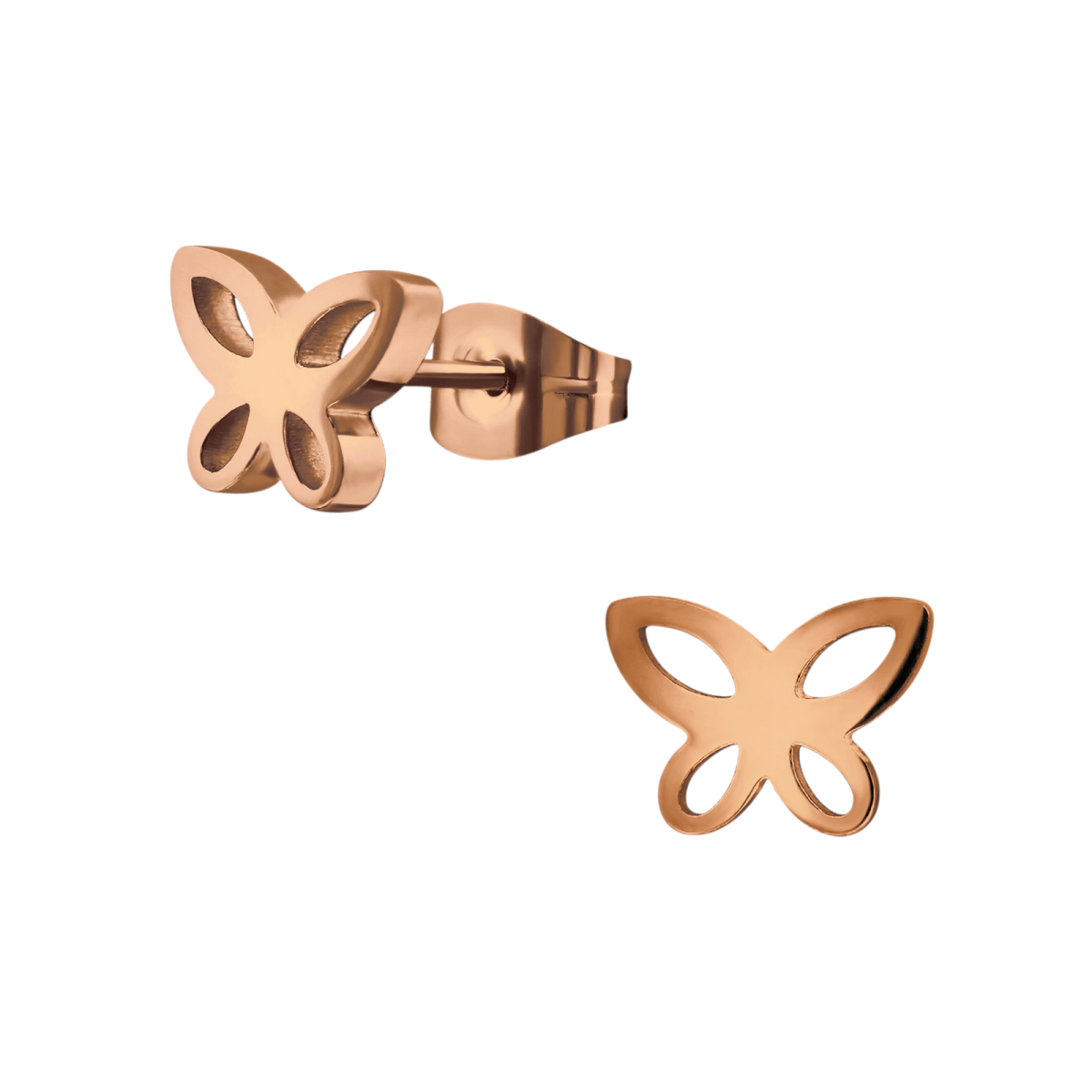 Vlinder oorstekers rosegoud &acirc;&euro;&ldquo; 7x9mm open design -