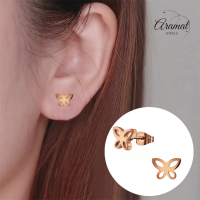 Vlinder oorstekers rosegoud &acirc;&euro;&ldquo; 7x9mm open design -