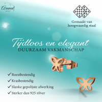 Vlinder oorstekers rosegoud &acirc;&euro;&ldquo; 7x9mm open design -