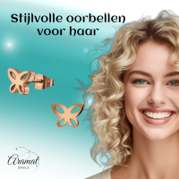 Vlinder oorstekers rosegoud &acirc;&euro;&ldquo; 7x9mm open design -